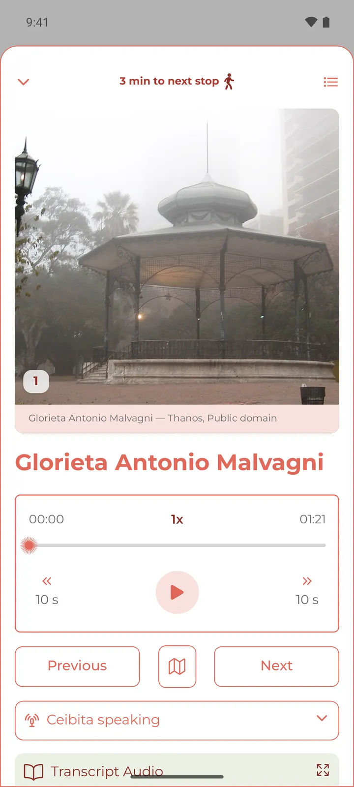 The Glorieta Antonio Malvagni stop, ready to play